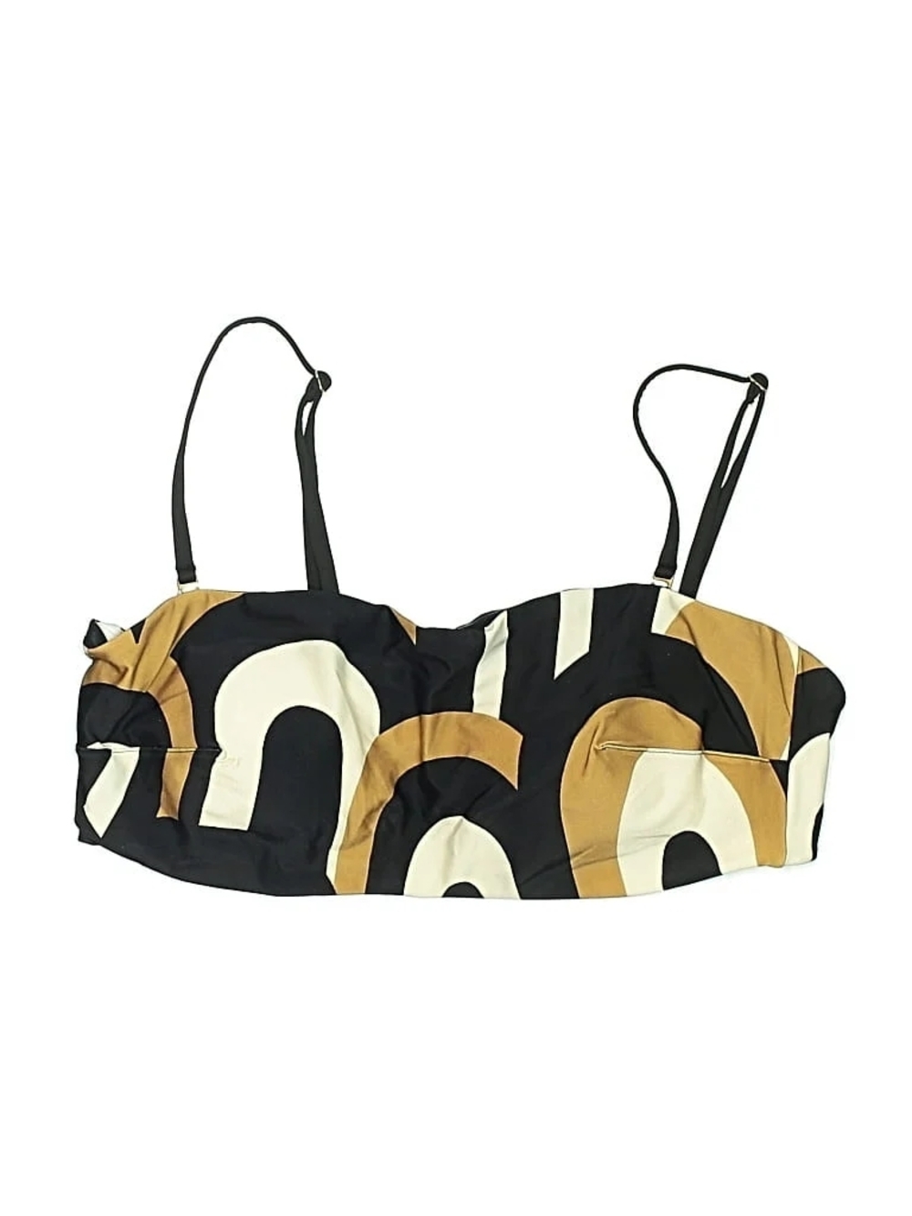 Cache Coeur Black, White & Gold Graphic Bikini Top L